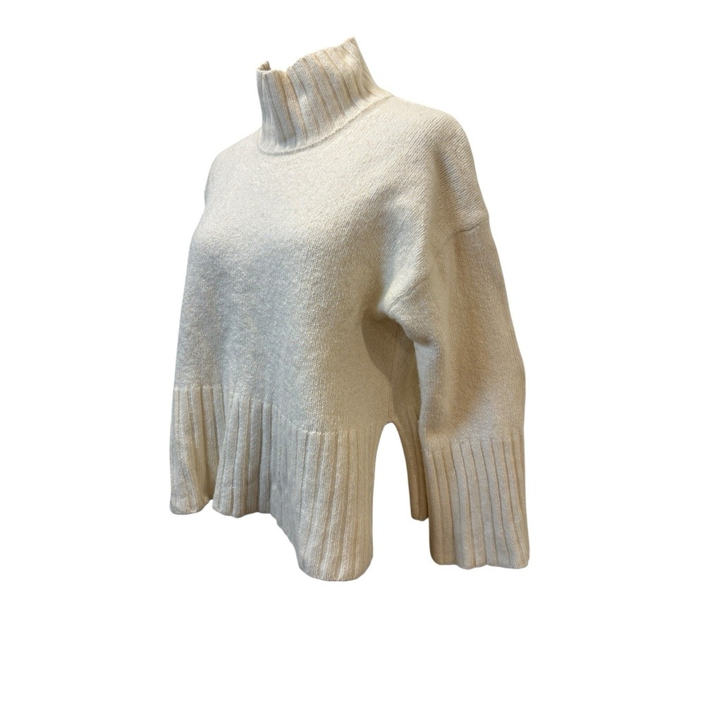 Barbour Women's Cropped Sweater Ivory Wool Blend Sz 6 Quiet Luxury Minimalist - Picture 2 of 8